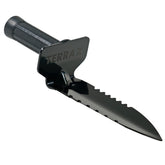 Close-up of TerraX hand digger double serrated blade edge