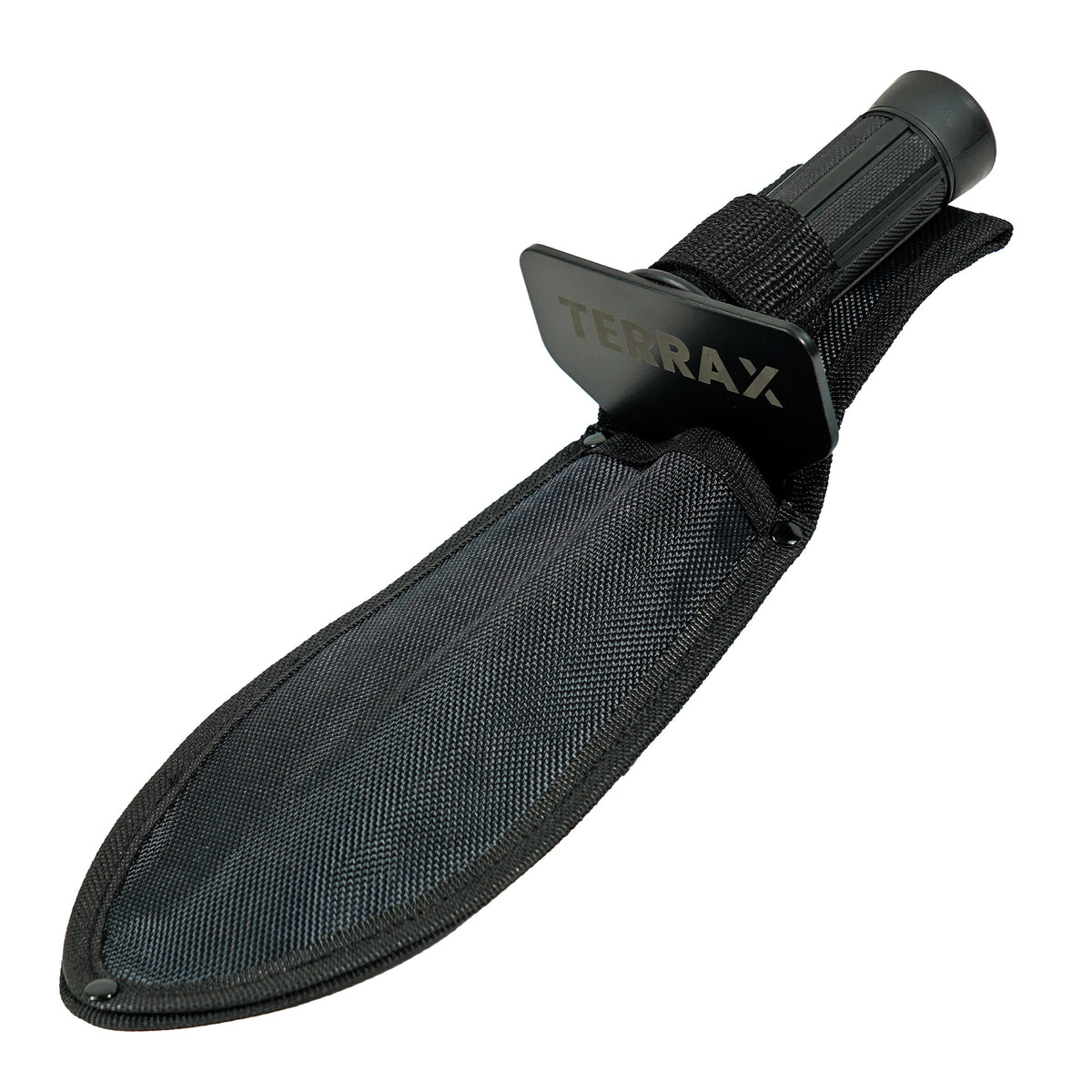 TerraX hand digger with belt sheath showing secure carry system