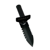 TerraX hand digger ergonomic rubber handle detail for comfortable grip