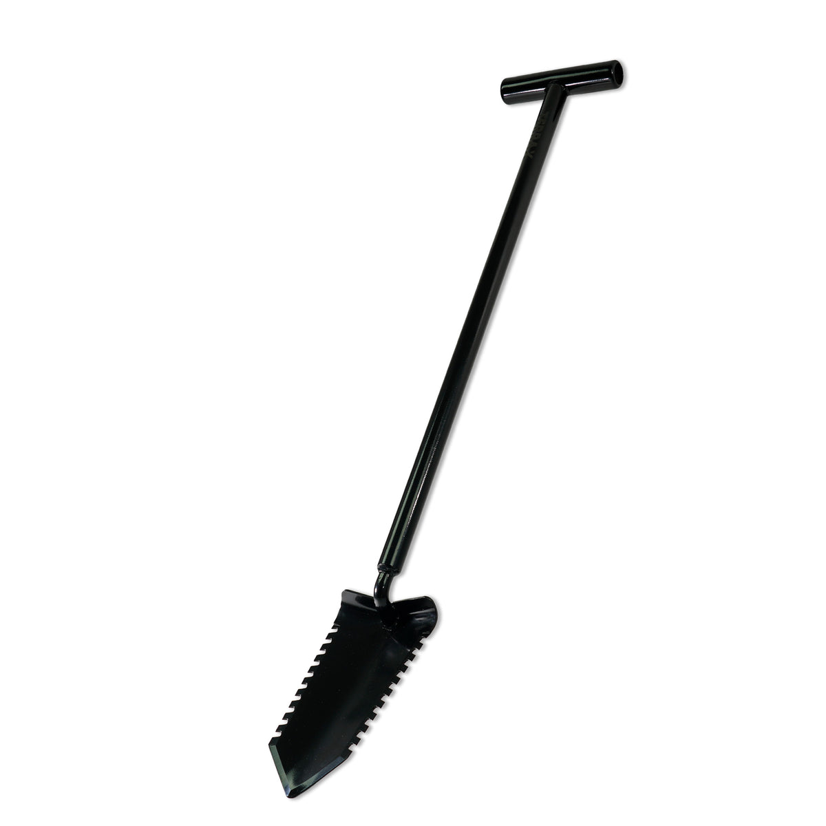 TerraX Master Digger shovel blade detail showing V-cut serrated edges
