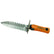 TerraX Digger with Orange rubber handle with silver double serrated edge sside view