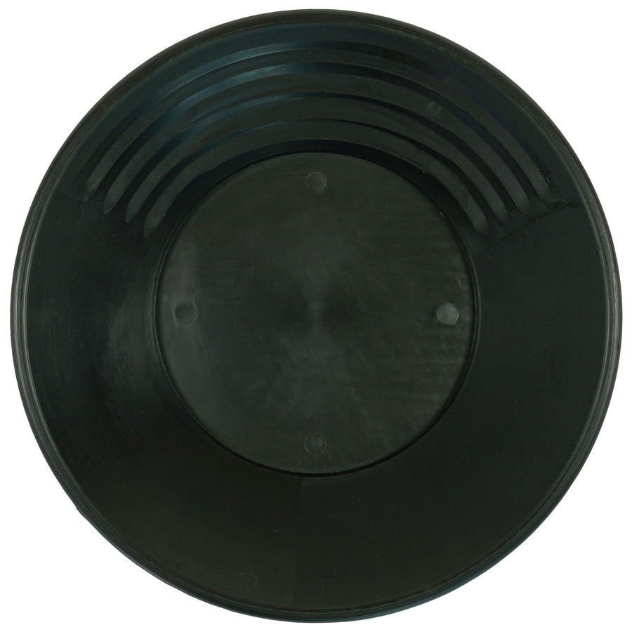 TerraX 14 in black plastic gold pan, top view showing riffles
