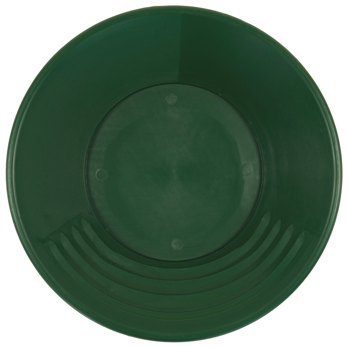 TerraX 14 in green plastic gold pan, top view showing riffles