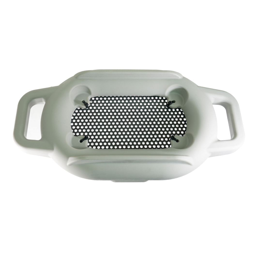 Tube Tubb floating sieve with white handles and 0.4-inch mesh screen for water-based metal detecting