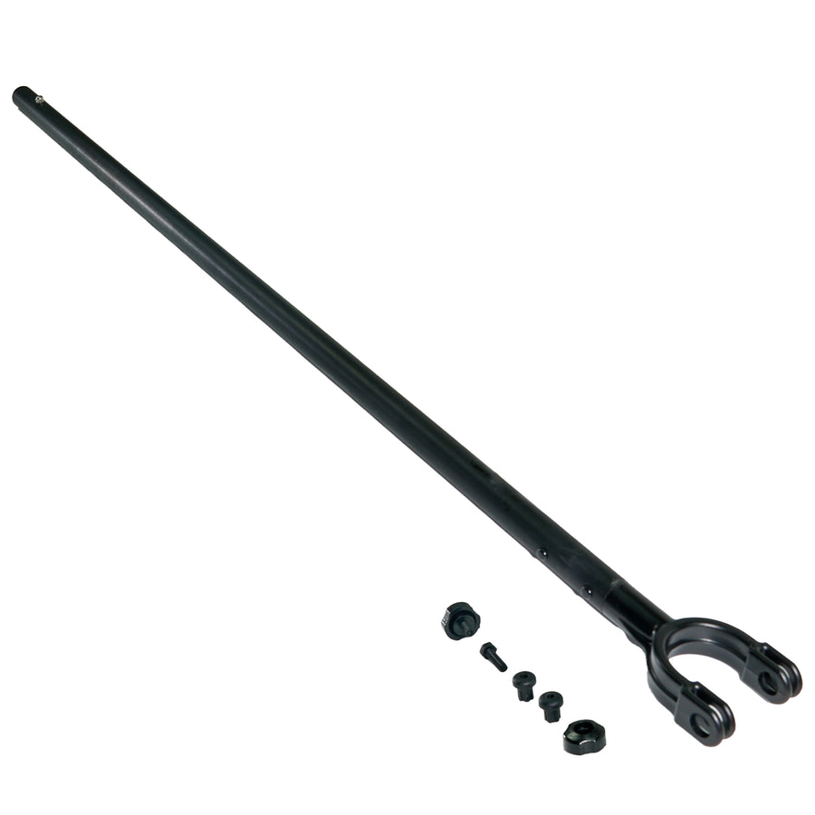 Fisher Tube and Hardware for Impulse AQ Metal Detector - black with hardware laid out