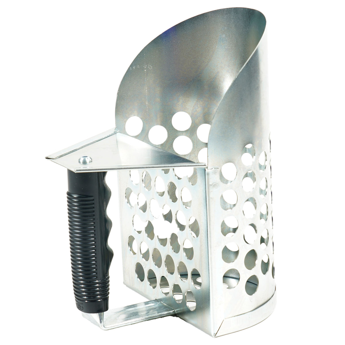 Side angle of Dune Scoops galvanized metal detector sand scoop