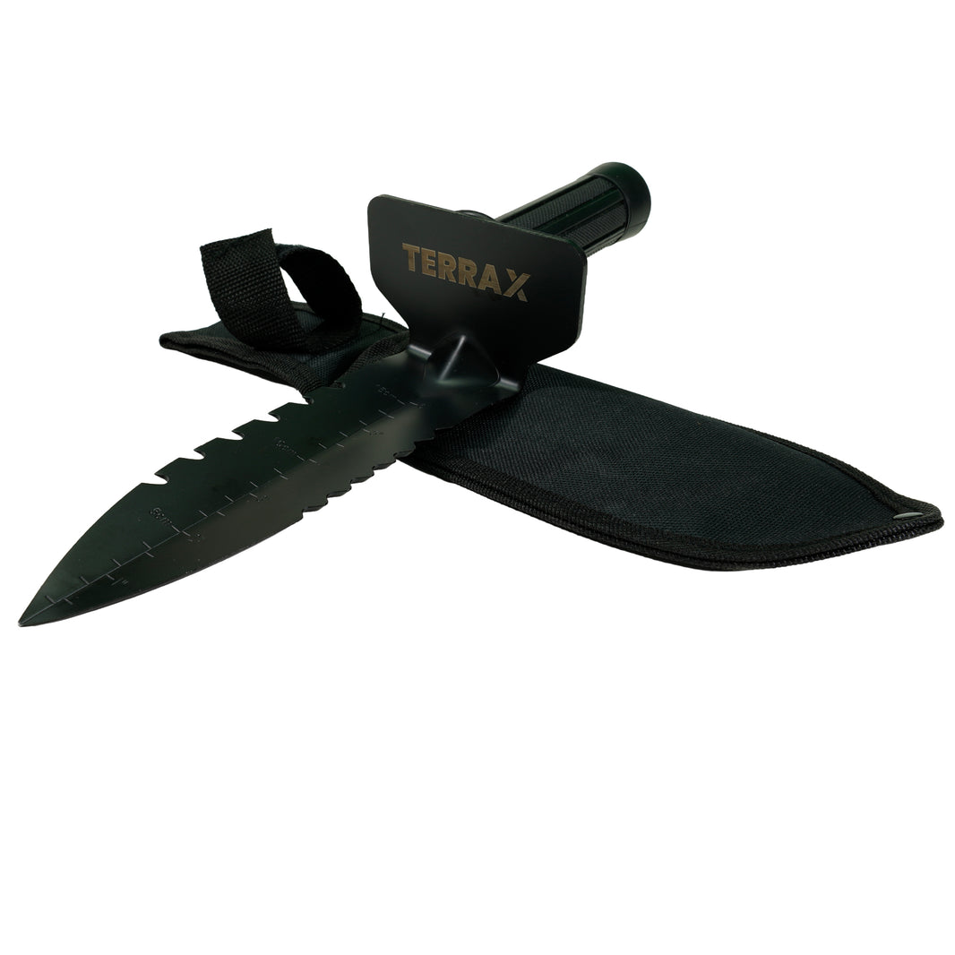 TerraX Heavy Duty Hand Digger - Shovel with Belt Sheath  Ideal for Landscaping, Gardening, Metal Detecting, and Gold Prospecting