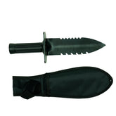 Black knife with a sheath on a white background
