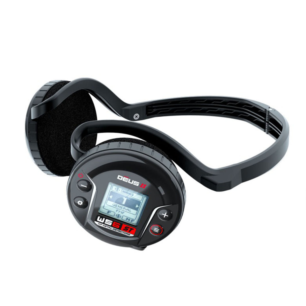 XP WS6 ST wireless headphones with integrated control module for Deus II metal detector