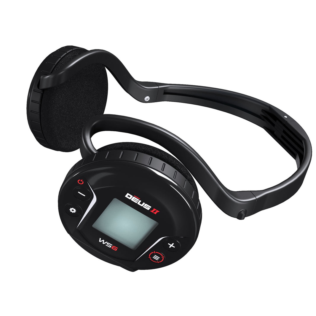 XP Deus II WS6 wireless headphones with integrated display and controls
