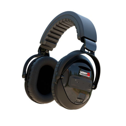 XP WSA-XL ST black over-ear wireless headphones with blue accent on earcup for DEUS II metal detector