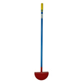 King of Spades Steel Half Moon Edging Tool for Gardening Grass Edge blue and red with yellow handle back view