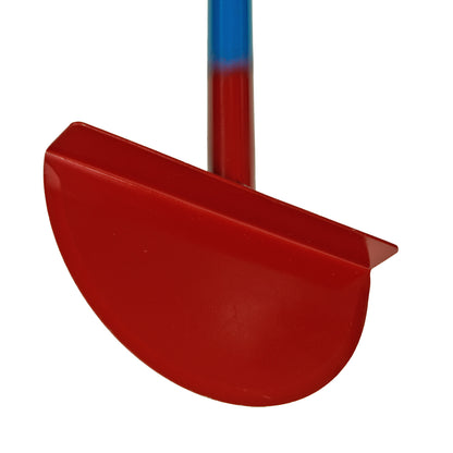 King of Spades half-moon blade from the rear, showing the tread flange and red shaft collar