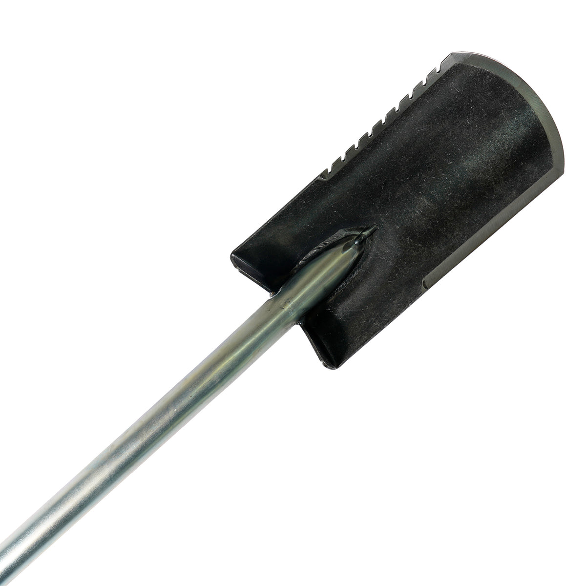 Ground Shark Model 38 blade close-up showing serrated edge and reinforced socket weld.
