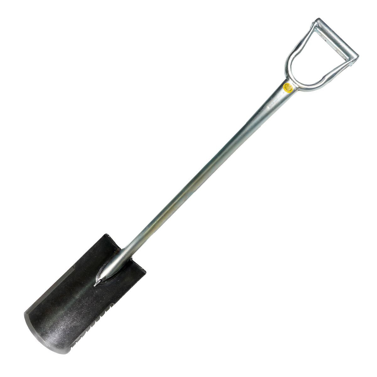 King of Spades Ground Shark Model 38 rear view showing rounded blade back and tubular steel shaft