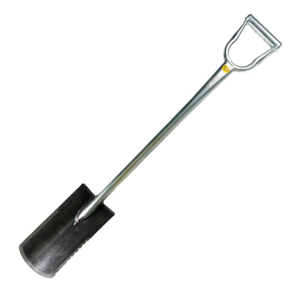 King of Spades Ground Shark Model 38 rear view showing rounded blade back and tubular steel shaft
