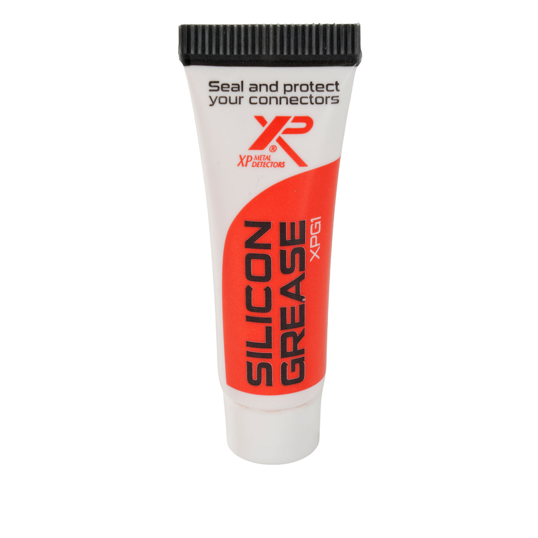 XP Metal Detectors Silicon Grease Xperi tube with black cap, white and red labeling for connector protection