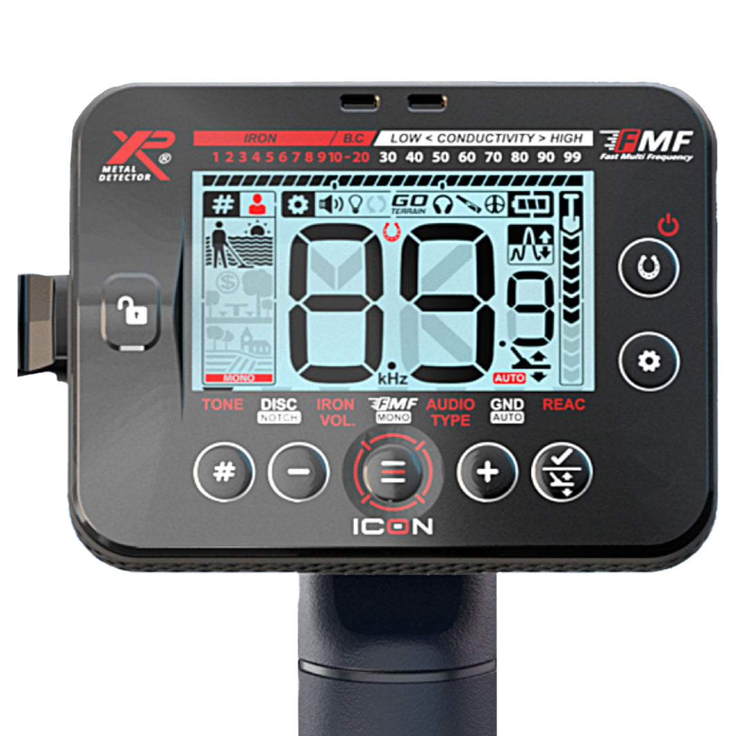 XP ICON wireless remote control showing the LCD target ID display and keypad