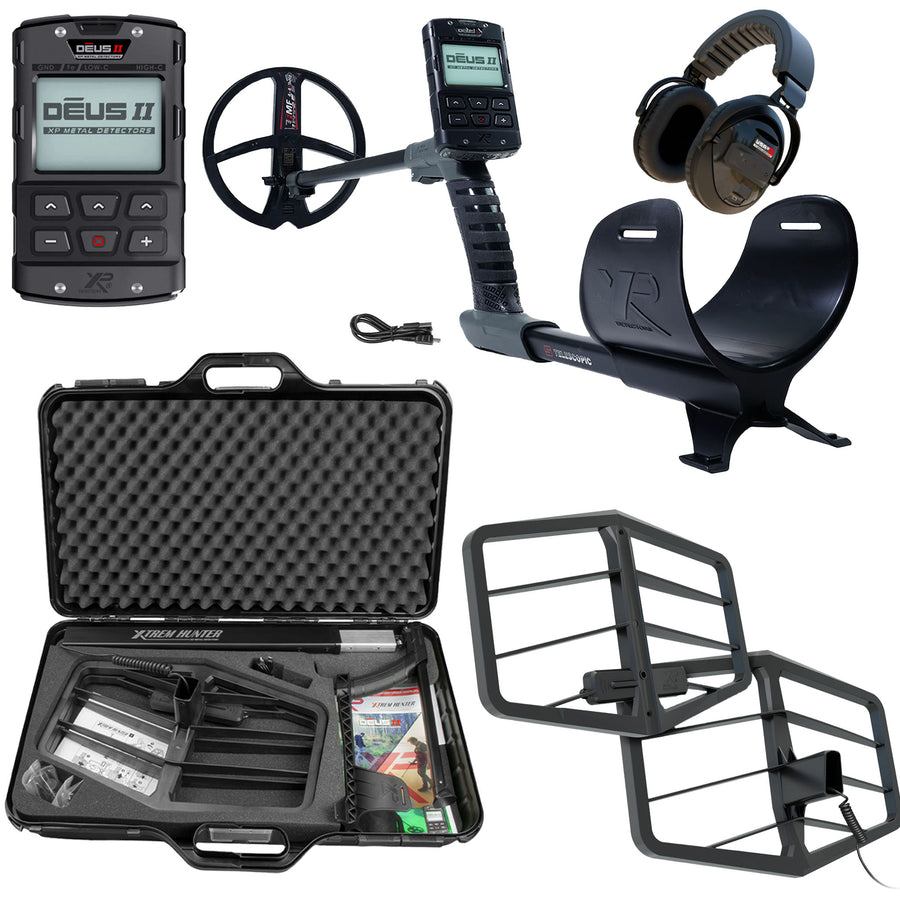 XP XTREM Hunter Metal Detector with WSAXL-ST, Deus II, and accessories