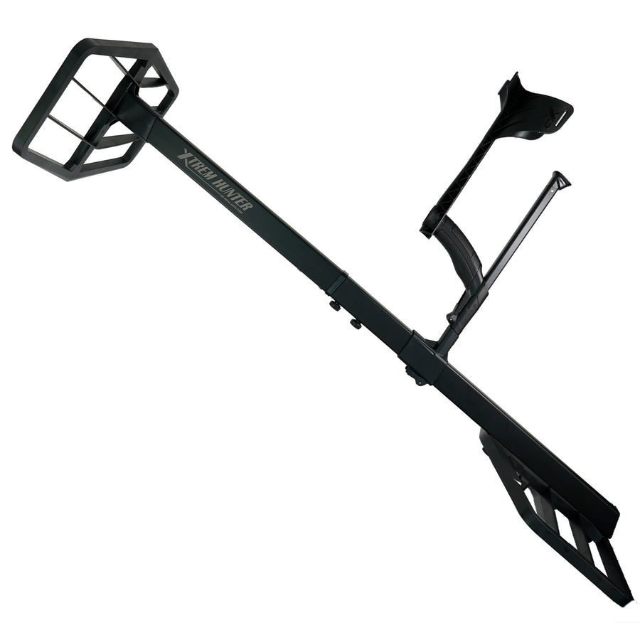 XP Xtrem Hunter deep-seeking metal detector fully assembled on white background