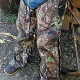 Crackshot Youth Snake Chapz in camouflage pattern with adjustable straps and zippers