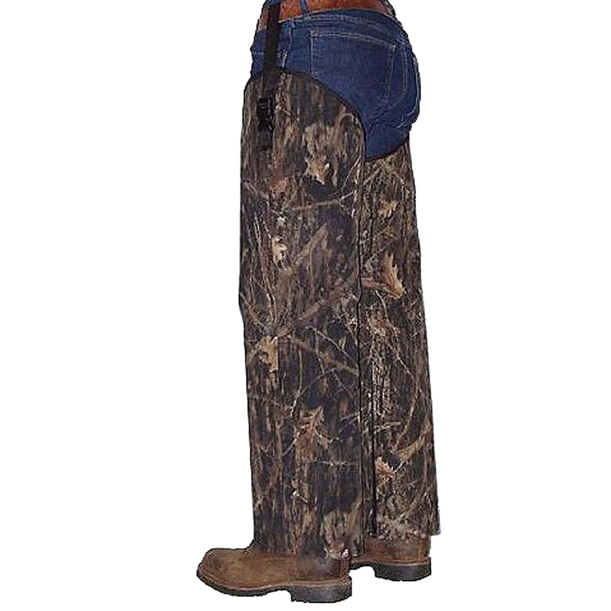 Crackshot Snake Chapz in camouflage pattern showing leg protection design