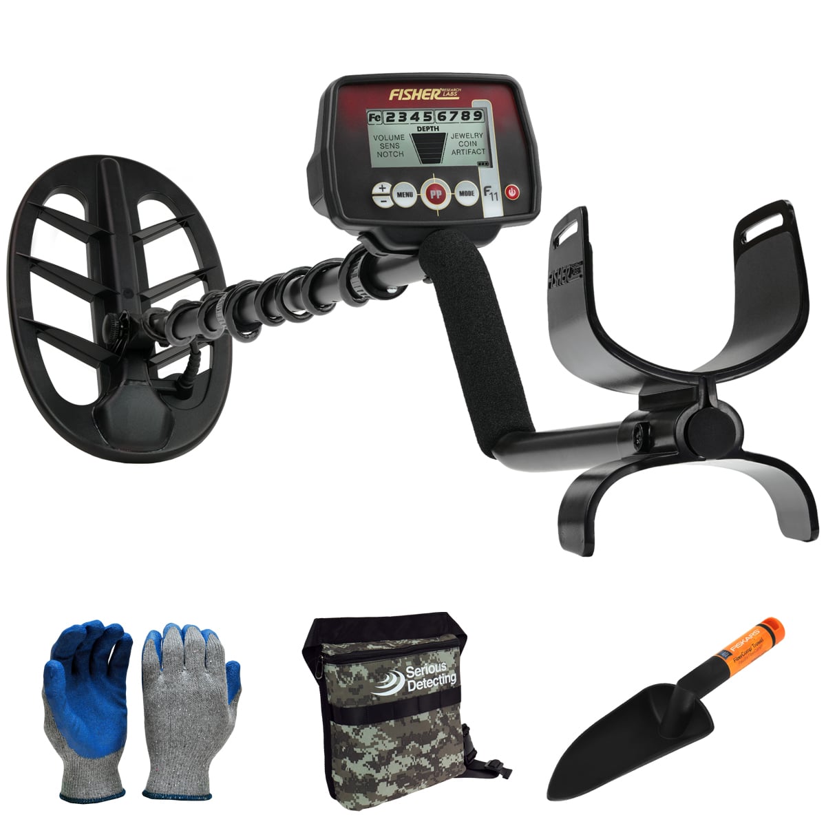 Fisher F11 Metal Detector with 11" DD Coil Starter Package - PKSD