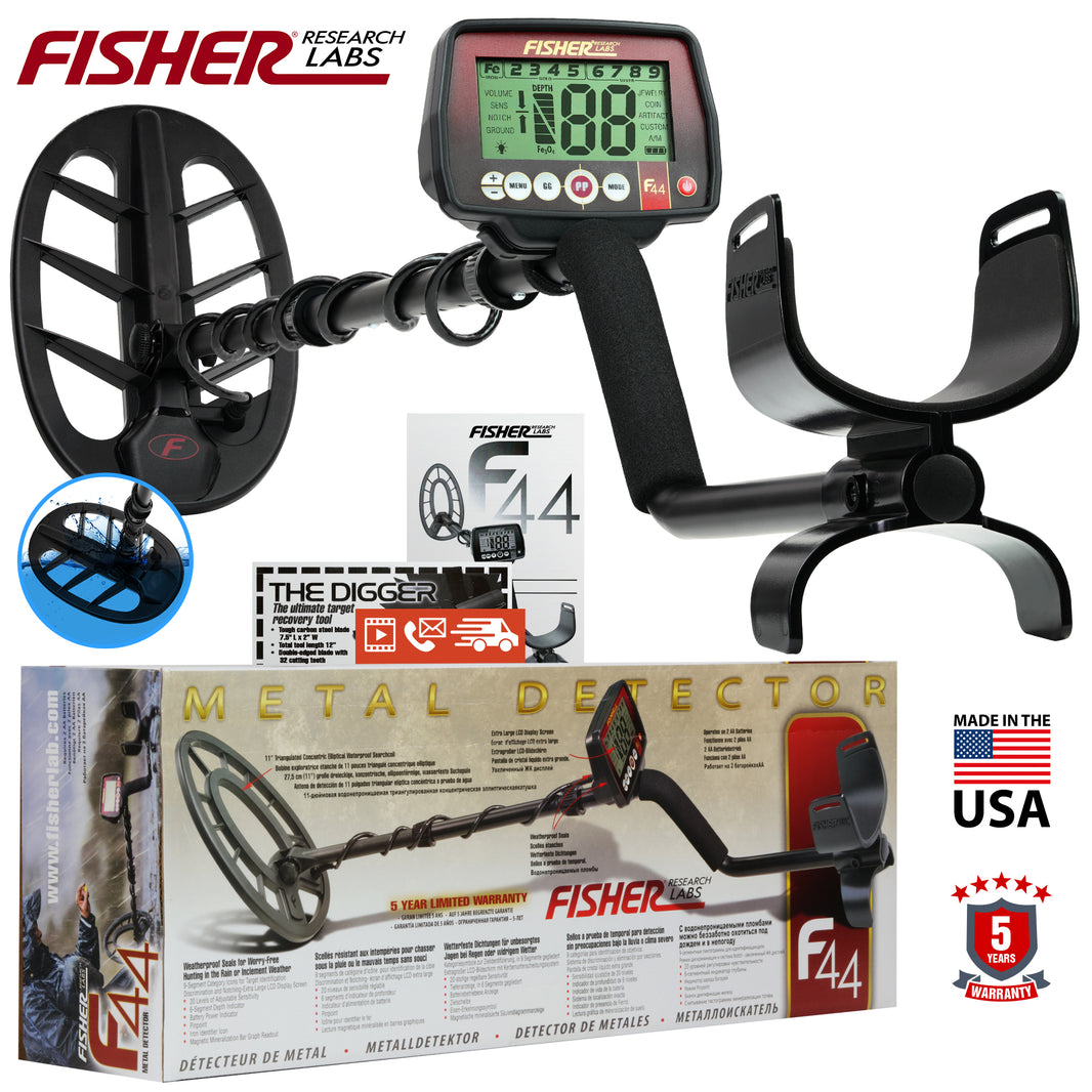 Fisher F44 Metal Detector with 11-Inch DD Waterproof Coil