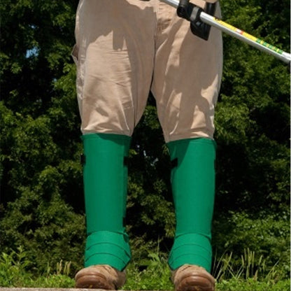 Green Snake Shin Guardz displaying water-repellent protective material