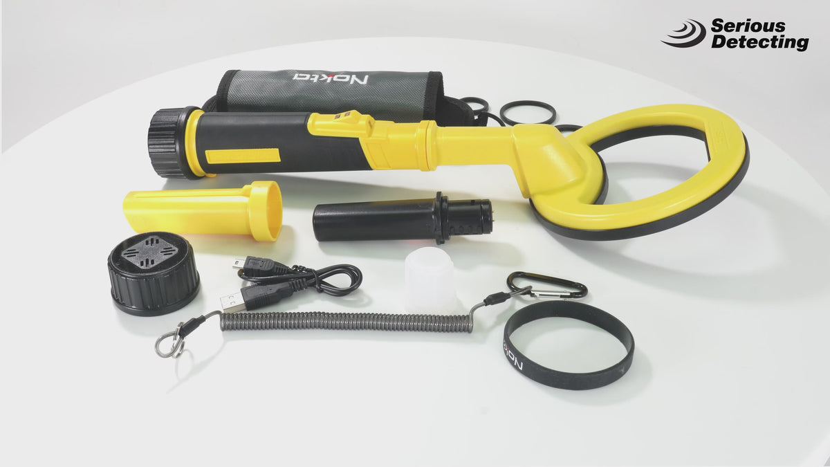 A turntable video of the Notka PulseDive metal detector
