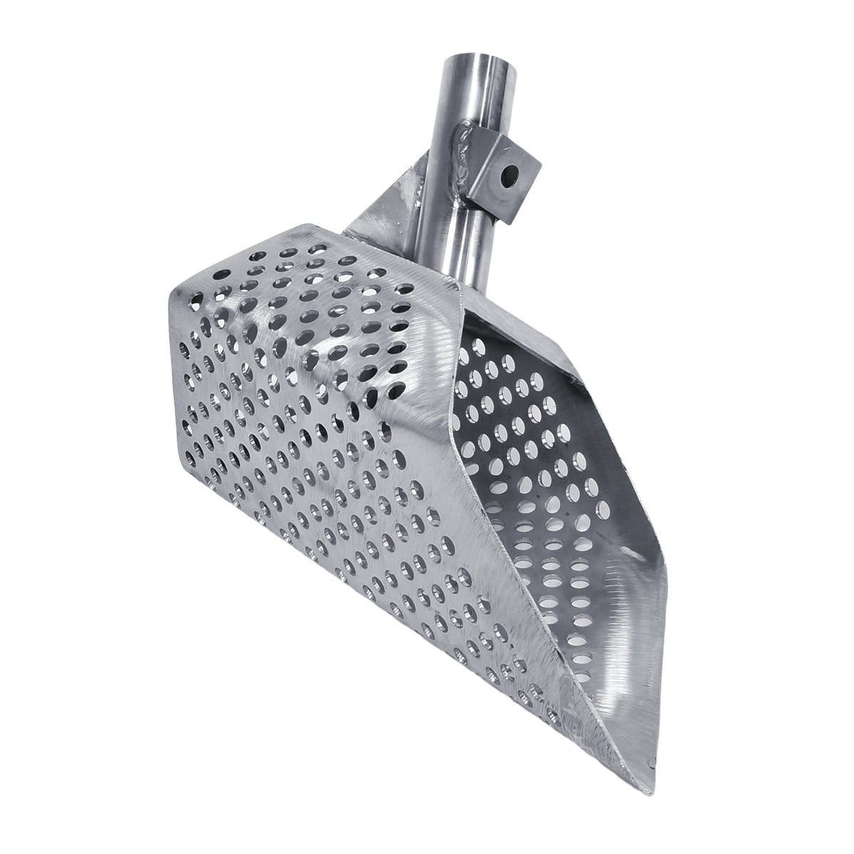 Anaconda metal detecting scoop showing 8mm round hole pattern for retaining small targets