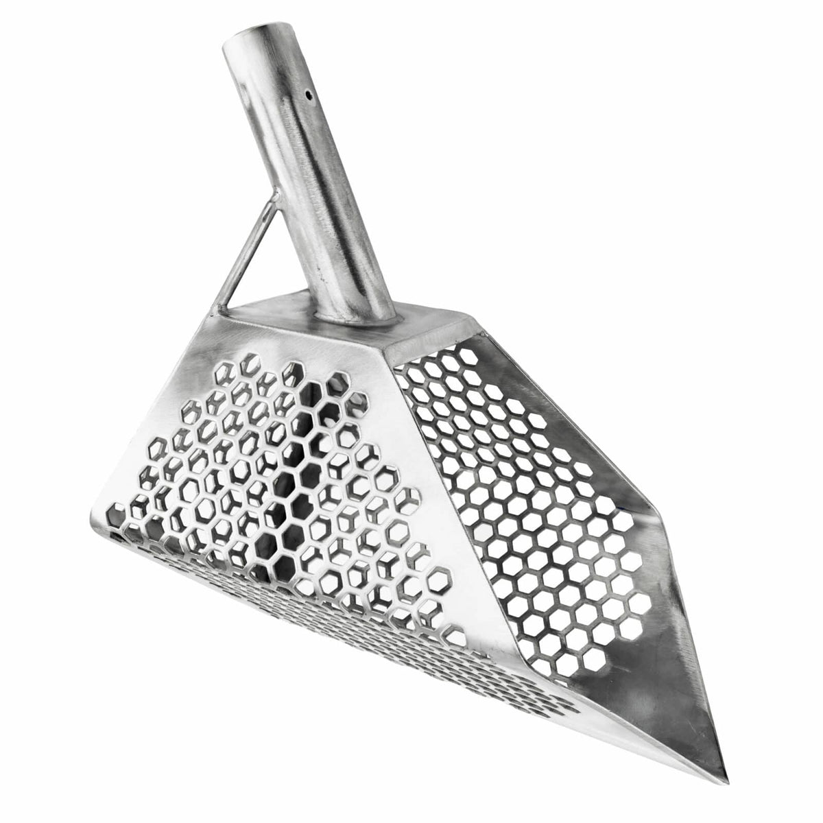 Dune Anaconda sand scoop with hexagon holes and reinforced blade on white background.