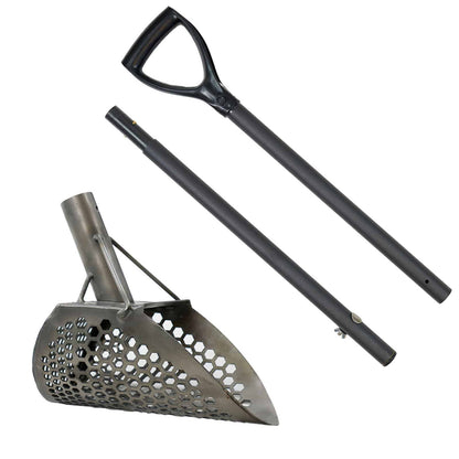 Loch Ness Mini titanium scoop with two-piece carbon fiber travel handle and D-grip