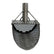Angled front view of the titanium scoop showing deep bucket and welded handle tube