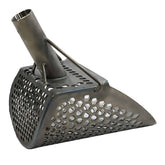 Rear view of Loch Ness Mini sand scoop showing angled back wall, support braces, and handle tube