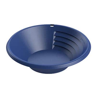 Minelab PRO-GOLD 10 inch gold pan showing riffle design and polypropylene construction