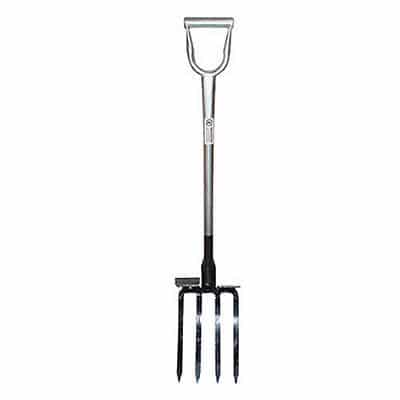 Lesche King of Spades 42-inch digging fork with D-handle and rubber foot pad