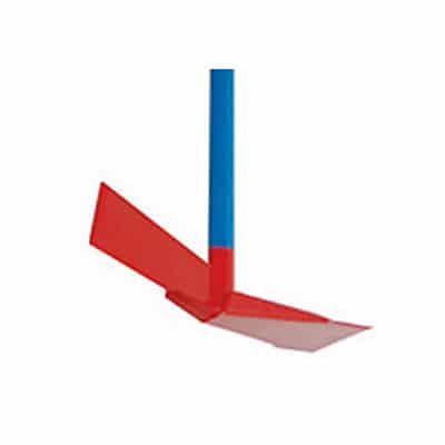 Close-up view of Lesche King of Spades heat-treated steel mattock head and blade