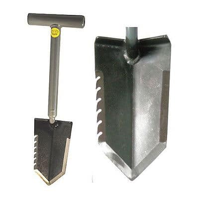 Lesche Mini Sampson 18" T-Handle Shovel with Serrated Edge and Leather Holster