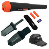 Nokta Pointer orange waterproof pinpointer with complete accessory kit displayed