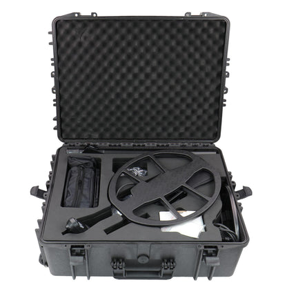Nokta Invenio metal detector packed in its protective hard case