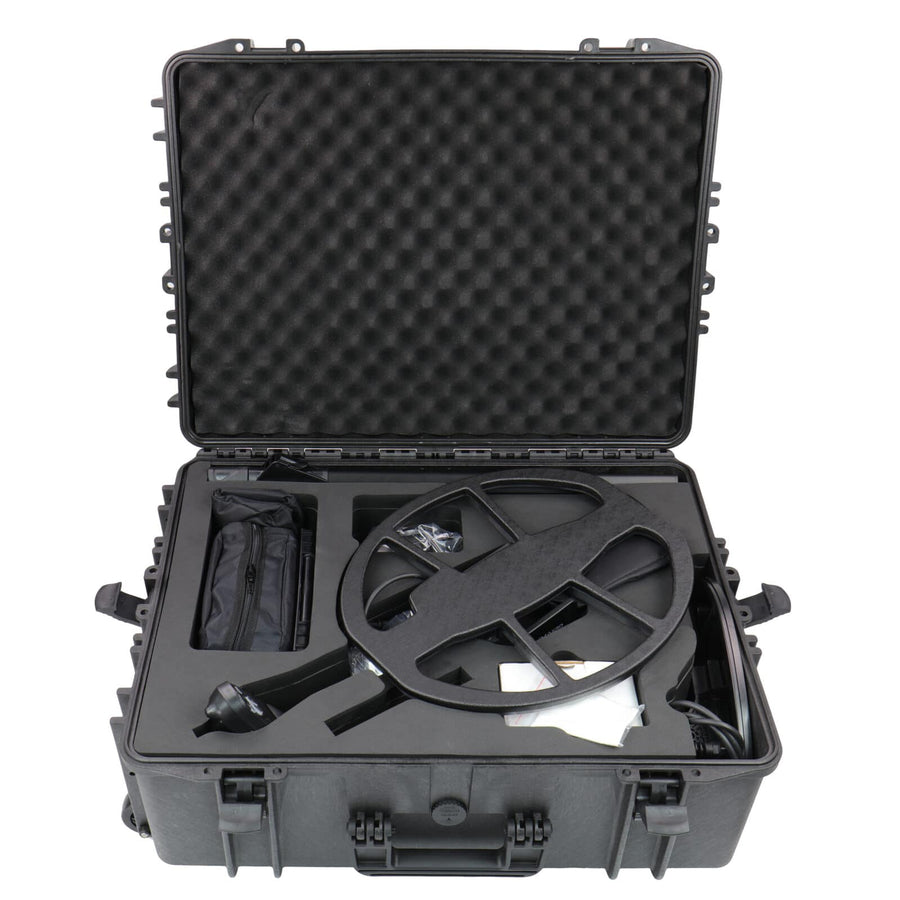 Nokta Invenio metal detector packed in its protective hard case