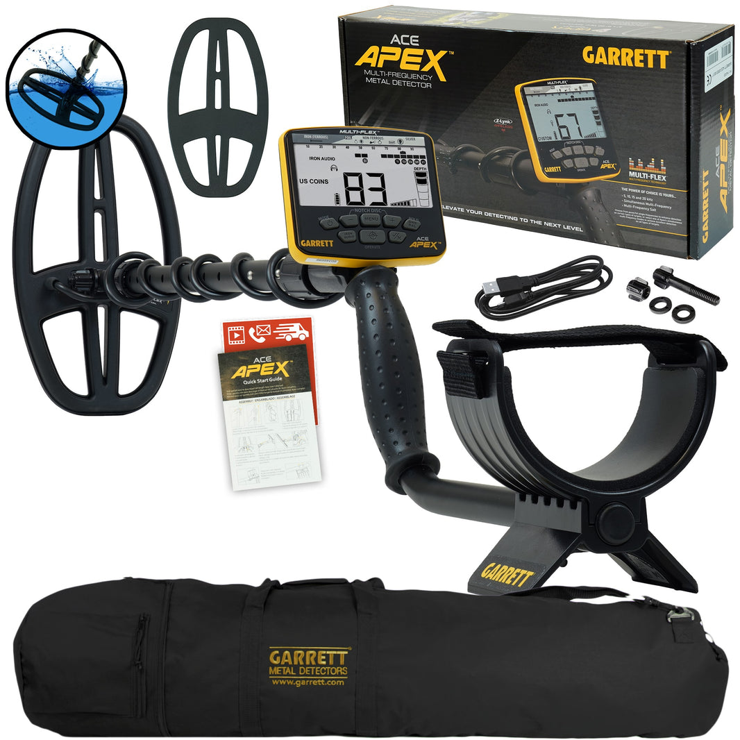 Garrett ACE Apex Metal Detector with Viper Coil and All-Purpose Carry Bag