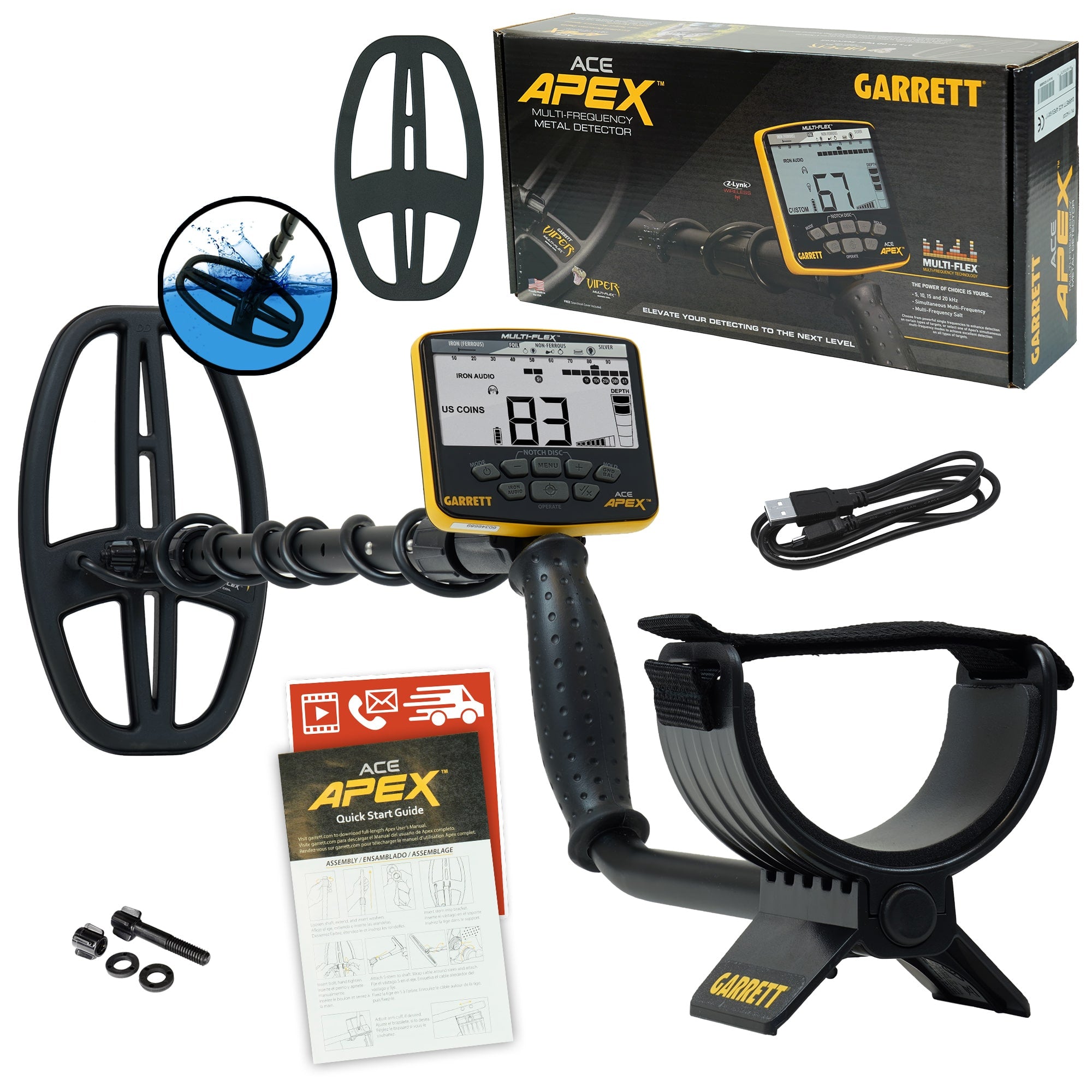 Garrett ACE APEX Metal Detector w/ 6 x 11" DD Viper Coil - Military Discount