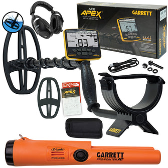 Garrett ACE APEX Metal Detector with Z-Lynk Wireless Headphone Package and Coil Cover w/ Garrett Pro-Pointer AT with Z-Lynk
