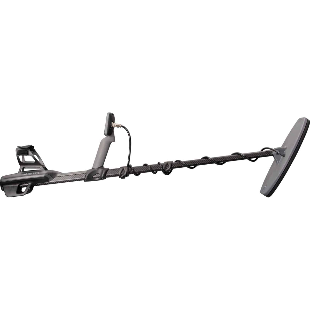The Garrett Axiom metal detector is fully assembled and ready to detect. 