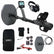 Garrett Axiom pulse induction metal detector with dual coils, control box, MS-2 headphones, and carrying bag on desert ground