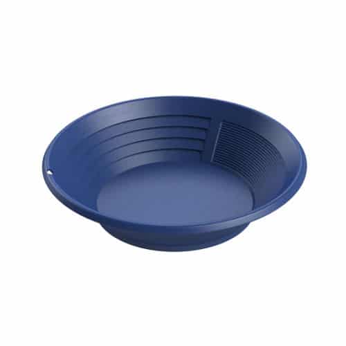 Minelab PRO-GOLD 15-inch dual riffle gold pan with black polypropylene construction and three-zone panning design
