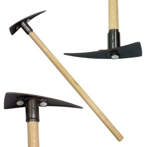 Apex Pick Badger 36-inch prospecting pick with hickory handle and three super magnets embedded in the head