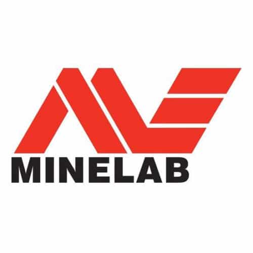 Black and red Minelab logo against a white backdrop